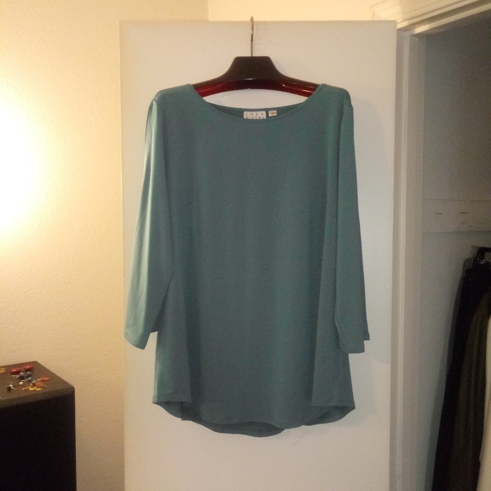 Joan Rivers Green 3/4 Sleeve Blouse - Sz Lg